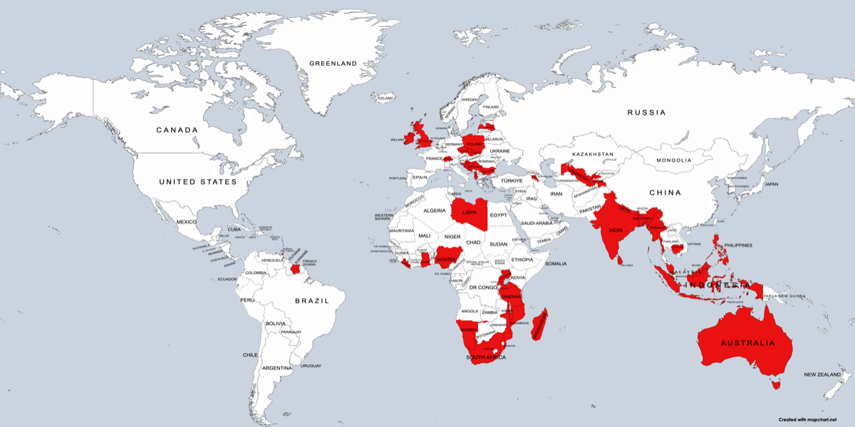 Countries I have worked in